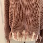 Love Tree | mauve lilac colored crop fringe sweater Photo 6