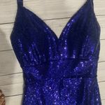 Blue Sequin Prom Dress Photo 6