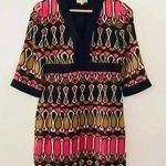 Milly 𝅺 Black Pink 3/4 Sleeve Geometric Silk Dress Photo 0