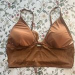 Aerie Ribbed Shine Longline Tie Front Triangle Bikini Top Size XXL Photo 5