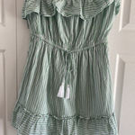 American Eagle American‎ Eagle Large Strapless Ruffle Green Stripe Mini Dress Euro Resort Coast Photo 0