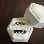 Ladies Stainless Steel Black High Polished 2 Piece Set Rings Size 7 NWT Photo 1