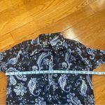 ZARA  PRINTED SHIRT FLOUNCED DRESS BLUE BLACK PAISLEY PRINT LONG SLEEVES SZ S Photo 8