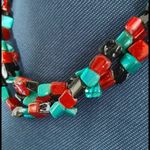 Glossy Stone Multi Strand Necklace Set Blue Photo 5