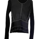 ZARA Black Contrast Stitch Ribbed Knit Long Sleeve Wool Sweater Top Size M/L Photo 0