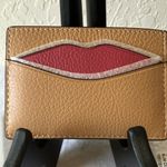 Coach : Tan Slim Credit Card Holder with Pink Lips- Wallet Photo 3