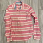 J.Crew  Pink and White Striped Popover Half Button Down Long Sleeve Shirt, Size 2 Photo 0