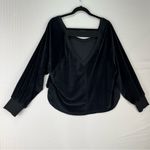 Anthropologie Daily Practice Black Batwing Velour Pullover Size Medium V-Back Photo 3