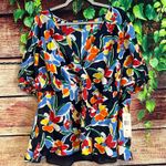 Ralph Lauren  Multicolor Floral 100% Silk Wrap Front Blouse 2X Puff Sleeve Shirt Photo 0