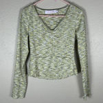 Lisa Says Gah Top Size Small Long Sleeve V-Neck Green Gray Y2K Shirt Made in USA Photo 0