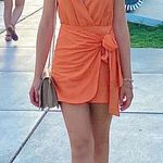ZARA Orange Crossover Wrap Romper Photo 2
