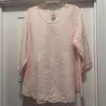 Vintage Match Point Pullover 100% Linen 3/4 Sleeve Light Pink Top Size Medium Photo 0