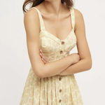 Maeve  by Anthropologie Neutral Motif Yellow Cafe Dress - Size - 10 Photo 0