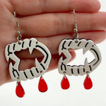 Vampire Teeth Earrings, Novelty Earrings, Halloween Horror Vampire White Photo 0