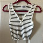 Workshop Republic Clothing The Workshop Women’s White Black Stripe Sleeveless Ribbed Sweater Tank Size S Photo 1