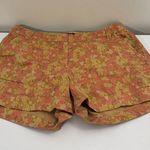J.Crew Size 8 Orange Floral 100% Cotton Stretch Lightweight Shorts Photo 0