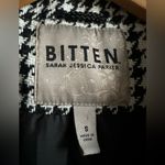 Sarah Jessica Parker Bitten houndstooth wool blend pea coat size small Black Photo 1