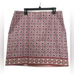 Talbots Canvas Cotton A Line Skirt Red Blue Mediterranean Print Size 14P NWT Photo 2