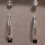 City x City Genuine Crystal Earrings Set Silver Plated Studs & Small Hoop Gift Photo 0