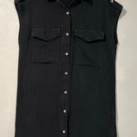 FRNCH  Paris Black Sleeveless Button Front Shirt | Size S Photo 0