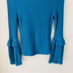 Altar'd State Ribbed Bell Sleeve Top Blue Sz XS Photo 6
