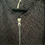 Free People Black Slouchy Frayed Textured Cotton Knit Zip Up Jacket Size Small Photo 1