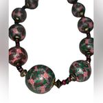 Leather like Black and Red Beaded Necklace Photo 2