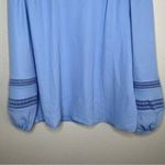 Ann Taylor petite blue balloon sleeve eyelet long sleeve dress blouse top small Photo 3