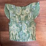 ZARA  Green Paisley Ruffled Sleeveless Crop Top Small Photo 3