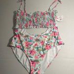 Decree  Womens Textured One Piece‎ Swimsuit Island Floral XL NWT Photo 0