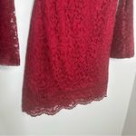 White House | Black Market NEW WHBM Drama Sleeve Lace Shift Dress in Dark Rouge Red Photo 4