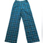 Aritzia Tna Tartan Plaid Wide Leg Pants Mid Rise Size Small Green Photo 1