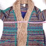 Sundance embroidered Tatou faux fur collar belted open front long coat boho Photo 3