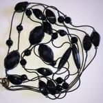 Vintage Double Strand Black & Gunmetal Gray Beaded Necklace Photo 1