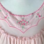 Vintage 70s Cottagecore Pastel Pink Nightgown. S/M. Embroidered Floral Grandma Size M Photo 7