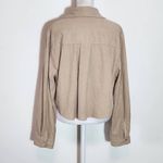 Love Tree  Long Sleeve Khaki Corduroy Cropped Button Down Shirt Size Large Photo 3