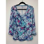 Talbots T by UPF 50+ Protection Medium Petite Long Sleeve Floral Top Photo 3