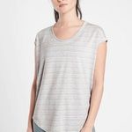 Athleta Short Sleeve Cloudlight Stratus Striped Tee in Grey and White Stripe Photo 0