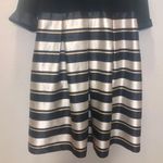 Madison Leigh Formal Prom Dress Metallic Gold Black fit & flare satin Photo 2