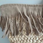 IKKS | women’s fringe, straw tote bag. Tan Photo 6