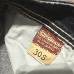 Big star Y2K  Union Straight Leg Jeans Premium Denim Leather Patch Blue 2000s Photo 2