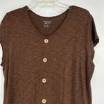 D & Co Naturals Midi Shirt Dress Brown Linen Blend Button Front Casual Size L Size L Photo 1