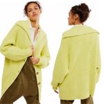 Free People Knit Sweater Neon Yellow Cardigan Swim Too Deep Cardi Oversized XS Photo 1