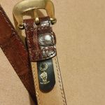 Brown Leather Belt Handcrafted Italian Roco Ornate Brass Buckle Detailing Size 34 Photo 8