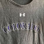 Under Armour T Colorado Rockies Baseball Scoop Neck Tee MLB Grey Purple Sz M EUC Photo 2