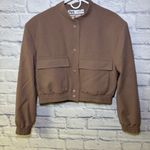 ZARA  Dusty Mauve CROPPED MAXI BOMBER JACKET WITH POCKETS Medium Wool Blend Photo 1