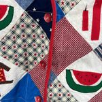 Handmade  quilted Americana vest red white blue July 4th watermelon grandma L Photo 5