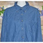Harrah's Casino Blue Denim Button Up Shirt Top Size XL Cotton Embroidered Logo Photo 1