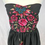 Harper  strapless black floral dress with pockets size small Photo 3