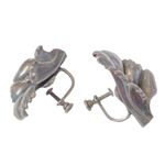 Sterling Silver Antique Artisan  Screw Back Orchid Flower Bold Statement Earrings Photo 6